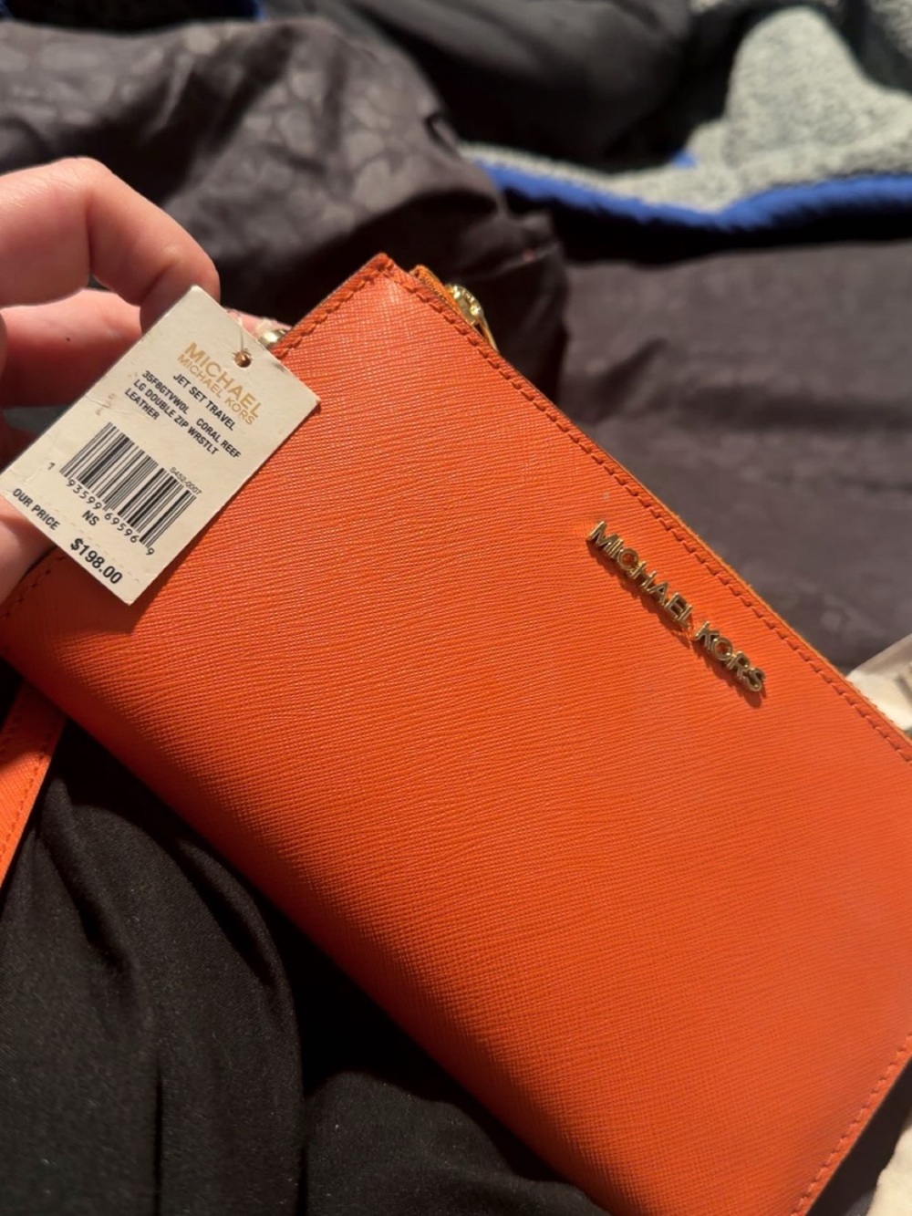 Michael Kors Orange Saffiano Zip Wallet